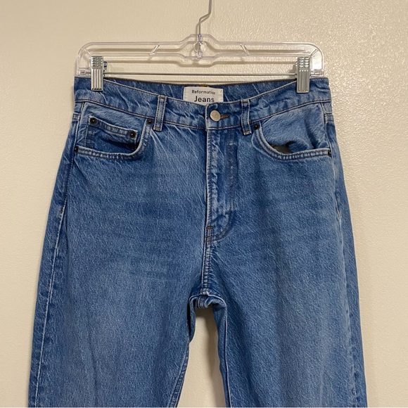 Reformation Jeans Women Size 4/27 Medium Wash Julia Crop High Rise Cigarette - Picture 3 of 15